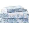 imageLaura Ashley  Queen Sheet Set Cotton Flannel Bedding Brushed for Extra Softness ampamp Comfort Evie Pink QueenVanessa Blue