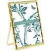imageLaura Ashley 2x3 Silver Bamboo Metal Picture Frame Vertical with PullOut Easel Stand Made for Tabletop Counterspace Shelf and Desk 2x3 SilverGold