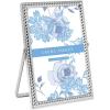 imageLaura Ashley 2x3 Silver Rope Metal Picture Frame Vertical with PullOut Easel Stand Made for Tabletop Counterspace Shelf and Desk 2x3 SilverSilver
