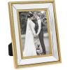 imageLaura Ashley 8x10 Champagne Mirror Bead Picture Frame Classic Mirrored Frame with Beaded Border WallMountable Made for Tabletop Display Photo Gallery and Wall Art 8x10 ChampagneGold