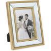 imageLaura Ashley 8x10 Champagne Mirror Bead Picture Frame Classic Mirrored Frame with Beaded Border WallMountable Made for Tabletop Display Photo Gallery and Wall Art 8x10 ChampagneGold