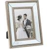 imageLaura Ashley 8x10 Champagne Mirror Bead Picture Frame Classic Mirrored Frame with Beaded Border WallMountable Made for Tabletop Display Photo Gallery and Wall Art 8x10 ChampagneChampagne