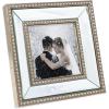 imageLaura Ashley 8x10 Champagne Mirror Bead Picture Frame Classic Mirrored Frame with Beaded Border WallMountable Made for Tabletop Display Photo Gallery and Wall Art 8x10 ChampagneChampagne
