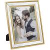 imageLaura Ashley 8x10 Champagne Mirror Bead Picture Frame Classic Mirrored Frame with Beaded Border WallMountable Made for Tabletop Display Photo Gallery and Wall Art 8x10 ChampagneGold