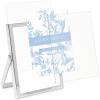 imageLaura Ashley 8x10 Rose Gold Flat Metal Picture Frame Vertical with PullOut Easel Stand Made for Tabletop Counterspace Shelf and DeskSilver