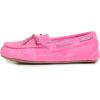 imageLaura Ashley Fleece Girls Moccasin Slippers Indoor Outdoor Easy to Wear Home Shoes for KidsFuschia With Print