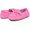 imageLaura Ashley Fleece Girls Moccasin Slippers Indoor Outdoor Easy to Wear Home Shoes for KidsFuschia With Print