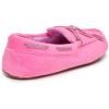 imageLaura Ashley Fleece Girls Moccasin Slippers Indoor Outdoor Easy to Wear Home Shoes for KidsFuschia With Print