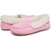 imageLaura Ashley Fleece Girls Moccasin Slippers Indoor Outdoor Easy to Wear Home Shoes for KidsPink Plain
