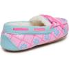 imageLaura Ashley Fleece Girls Moccasin Slippers Indoor Outdoor Easy to Wear Home Shoes for KidsPink Print