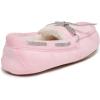imageLaura Ashley Fleece Girls Moccasin Slippers Indoor Outdoor Easy to Wear Home Shoes for KidsPink With Fur