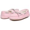 imageLaura Ashley Fleece Girls Moccasin Slippers Indoor Outdoor Easy to Wear Home Shoes for KidsPink With Fur