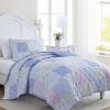 imageLaura Ashley Kids  Twin Quilt Set Reversible Kids Bedding with Matching Shams Ideal for Toddler Bedding Set Ideal Girl Room Essentials Ellyn Pink TwinParker Patchwork Purple