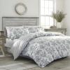 imageLaura Ashley Queen Duvet Cover Set Reversible Cotton Bedding Set Includes Matching Shams with Bonus Euro Shams ampamp Throw Pillow Covers Bramble Floral Green QueenAnnalise Floral Grey