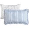 imageLaura Ashley Queen Duvet Cover Set Reversible Cotton Bedding Set Includes Matching Shams with Bonus Euro Shams ampamp Throw Pillow Covers Bramble Floral Green QueenBranch Toile Blue