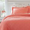 imageLaura Ashley Solid Collection Quilt Set100 Cotton Breathable All Season Bedding with Matching Shams PreWashed for Added Softness FullQueen Coral 3 CountCoral