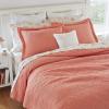 imageLaura Ashley Solid Collection Quilt Set100 Cotton Breathable All Season Bedding with Matching Shams PreWashed for Added Softness FullQueen Coral 3 CountCoral