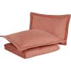 imageLaura Ashley Solid Collection Quilt Set100 Cotton Breathable All Season Bedding with Matching Shams PreWashed for Added Softness FullQueen Coral 3 CountCoral