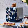 imageVQ Laura Ashley Elveden Navy Stainless Steel 2 Slice Toaster  MultiFunctional Bagels ampamp Bread Toaster 2 Slice with Adjustable Heating ampamp Defrost Mode  Featuring 2 Wide Slots Croissant Warming RackElveden Navy 2 Slice Toaster