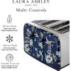 imageVQ Laura Ashley Elveden Navy Stainless Steel 2 Slice Toaster  MultiFunctional Bagels ampamp Bread Toaster 2 Slice with Adjustable Heating ampamp Defrost Mode  Featuring 2 Wide Slots Croissant Warming RackElveden Navy 4 Slice Toaster