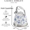 imageVQ Laura Ashley Elveden White 3L Stainless Steel Tea Kettle Stovetop Whistling Teapot for Induction Gas Hob or others Silicon Coated Cool Handle ampamp Push Button Mechanism Vintage Stove Top KettleChina Rose 3L Stove Top Kettle