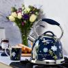 imageVQ Laura Ashley Elveden White 3L Stainless Steel Tea Kettle Stovetop Whistling Teapot for Induction Gas Hob or others Silicon Coated Cool Handle ampamp Push Button Mechanism Vintage Stove Top KettleElveden Navy 3L Stove Top Kettle