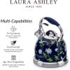 imageVQ Laura Ashley Elveden White 3L Stainless Steel Tea Kettle Stovetop Whistling Teapot for Induction Gas Hob or others Silicon Coated Cool Handle ampamp Push Button Mechanism Vintage Stove Top KettleElveden Navy 3L Stove Top Kettle