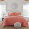 imageLaura Ashley Solid Collection Quilt Set100 Cotton Breathable All Season Bedding with Matching Shams PreWashed for Added Softness FullQueen Coral 3 CountCoral