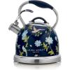 imageVQ Laura Ashley Elveden White 3L Stainless Steel Tea Kettle Stovetop Whistling Teapot for Induction Gas Hob or others Silicon Coated Cool Handle ampamp Push Button Mechanism Vintage Stove Top KettleElveden Navy 3L Stove Top Kettle