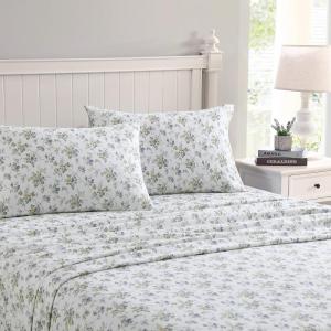 imageLaura Ashley  Queen Sheet Set Cotton Flannel Bedding Brushed for Extra Softness ampamp Comfort Evie Pink QueenLe Fleur Cottage MultiWhite