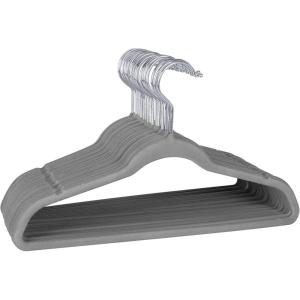 imageLaura Ashley 25 Pack Slim Velvet Hangers Durable  Strong Plastic  Slim  Keeps Shape  Closet Organization  Heather Grey  Holds 10lbs  Holds ShapeHeather Grey