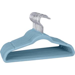 imageLaura Ashley 25 Pack Slim Velvet Hangers Durable  Strong Plastic  Slim  Keeps Shape  Closet Organization  Heather Grey  Holds 10lbs  Holds ShapeLight Blue