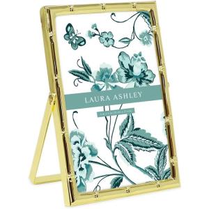imageLaura Ashley 2x3 Silver Bamboo Metal Picture Frame Vertical with PullOut Easel Stand Made for Tabletop Counterspace Shelf and Desk 2x3 SilverGold