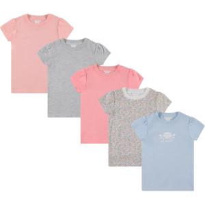 imageLaura Ashley 5Pack Infant ampamp Toddler Girls Shirts  Stylish Comfort and Fashion Multipack Childrens EssentialsBlue  Floral  Pink  Grey  Orange