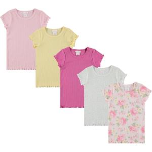 imageLaura Ashley 5Pack Infant ampamp Toddler Girls Shirts  Stylish Comfort and Fashion Multipack Childrens EssentialsFloral  White  Magenta  Yellow  Pink