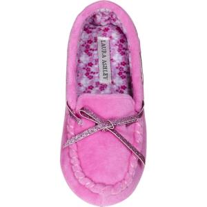 imageLaura Ashley Fleece Girls Moccasin Slippers Indoor Outdoor Easy to Wear Home Shoes for KidsFuschia