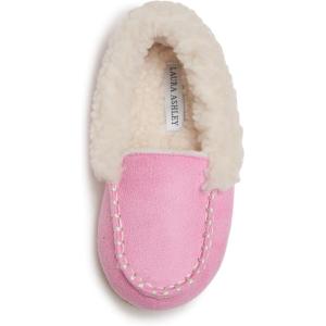 imageLaura Ashley Fleece Girls Moccasin Slippers Indoor Outdoor Easy to Wear Home Shoes for KidsPink Plain