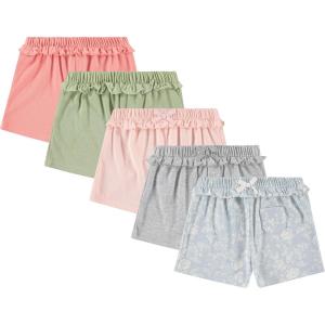 imageLaura Ashley Girls 5Pack Shorts  Soft ampamp Stylish Essentials for Toddlers and Little Girls 12M4YGrey  Pink Green  Blue Floral  Orange