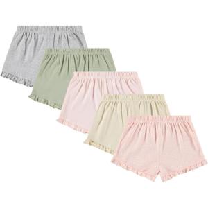 imageLaura Ashley Girls 5Pack Shorts  Soft ampamp Stylish Essentials for Toddlers and Little Girls 12M4YYellow  Pink  Green  Grey  Print