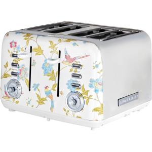 imageVQ Laura Ashley Elveden Navy Stainless Steel 2 Slice Toaster  MultiFunctional Bagels ampamp Bread Toaster 2 Slice with Adjustable Heating ampamp Defrost Mode  Featuring 2 Wide Slots Croissant Warming RackElveden White 4 Slice Toaster