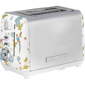 imageVQ Laura Ashley Elveden Navy Stainless Steel 2 Slice Toaster  MultiFunctional Bagels ampamp Bread Toaster 2 Slice with Adjustable Heating ampamp Defrost Mode  Featuring 2 Wide Slots Croissant Warming RackElveden White 2 Slice Toaster