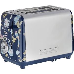 imageVQ Laura Ashley Elveden Navy Stainless Steel 2 Slice Toaster  MultiFunctional Bagels ampamp Bread Toaster 2 Slice with Adjustable Heating ampamp Defrost Mode  Featuring 2 Wide Slots Croissant Warming RackElveden Navy 2 Slice Toaster