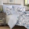imageLaura Ashley Home  Queen Duvet Cover Set Reversible Cotton Bedding with Matching Shams Lightweight Home Decor for All Seasons Chloe Blue QueenQueen