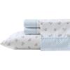 imageLaura Ashley  Sheet Set Breathable Percale Cotton Bedding 200 Thread Count Deep Pocket Chic Home Decor Harperette Blue QueenKing