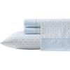 imageLaura Ashley  Sheet Set Breathable Percale Cotton Bedding 200 Thread Count Deep Pocket Chic Home Decor Kate Blue QueenKing