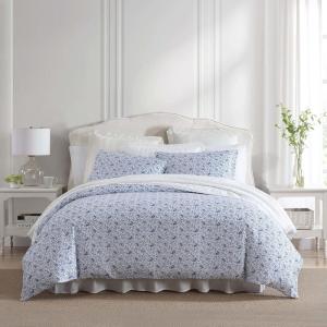 imageLaura Ashley  Queen Duvet Cover Set Cotton Sateen Bedding with Matching Shams Elegant ampamp SilkySmooth Home Decor Lorelei Blue QueenLorelei Blue