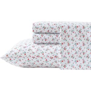 imageLaura Ashley  Queen Sheet Set Super Soft Cotton Percale Bedding Set with Matching Shams OekoTex Certified Aylesmore Ditsy Red QueenAylesmore Ditsy Red