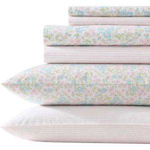imageLaura Ashley  Sheet Set Super Soft Bedding Set with Deep Pocket Includes Matching Bonus Pillowcases Floral Home Decor Jaynie Pink QueenJaynie Pink