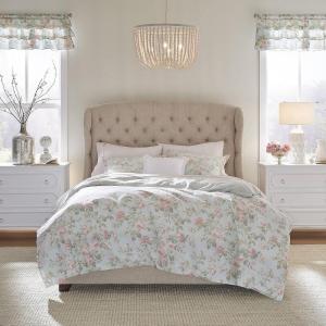 imageLaura Ashley Home  Queen Duvet Cover Set Reversible Cotton Bedding with Matching Shams Breathable Home Decor for All Seasons Madelynn Blue QueenBlueGreenPink
