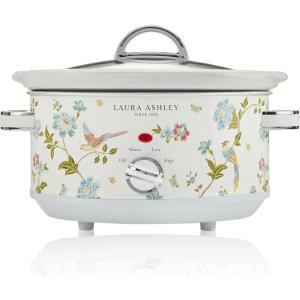 imageLaura Ashley Slow Cooker 37 Quart  Large Slow Cooker 37 QT for 4 to 5 People  Energy Efficient Slow Cookers with 3 Heat Settings  Dishwasher Safe Removeable Ceramic Crock ampamp Tempered Glass LidElveden White 37 Quart Slow Cooker